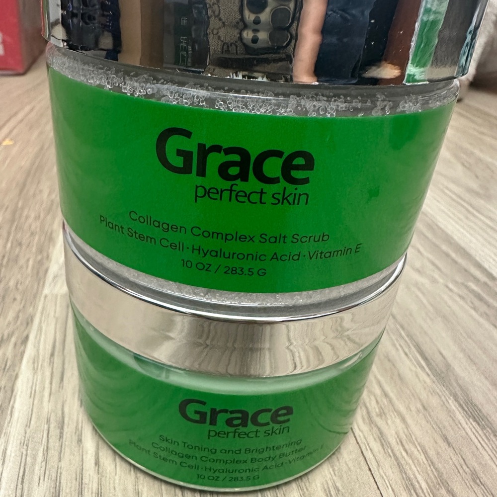 Grace Perfect Skin Collagen Complex Salt Scrub and Body Butter - Vibrant Green